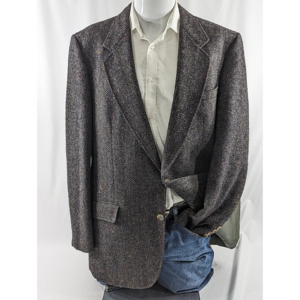 Vintage Chaps Blazer‎ Sport Coat Two Button Jacket Tweed Wool 44R Confetti FLAW